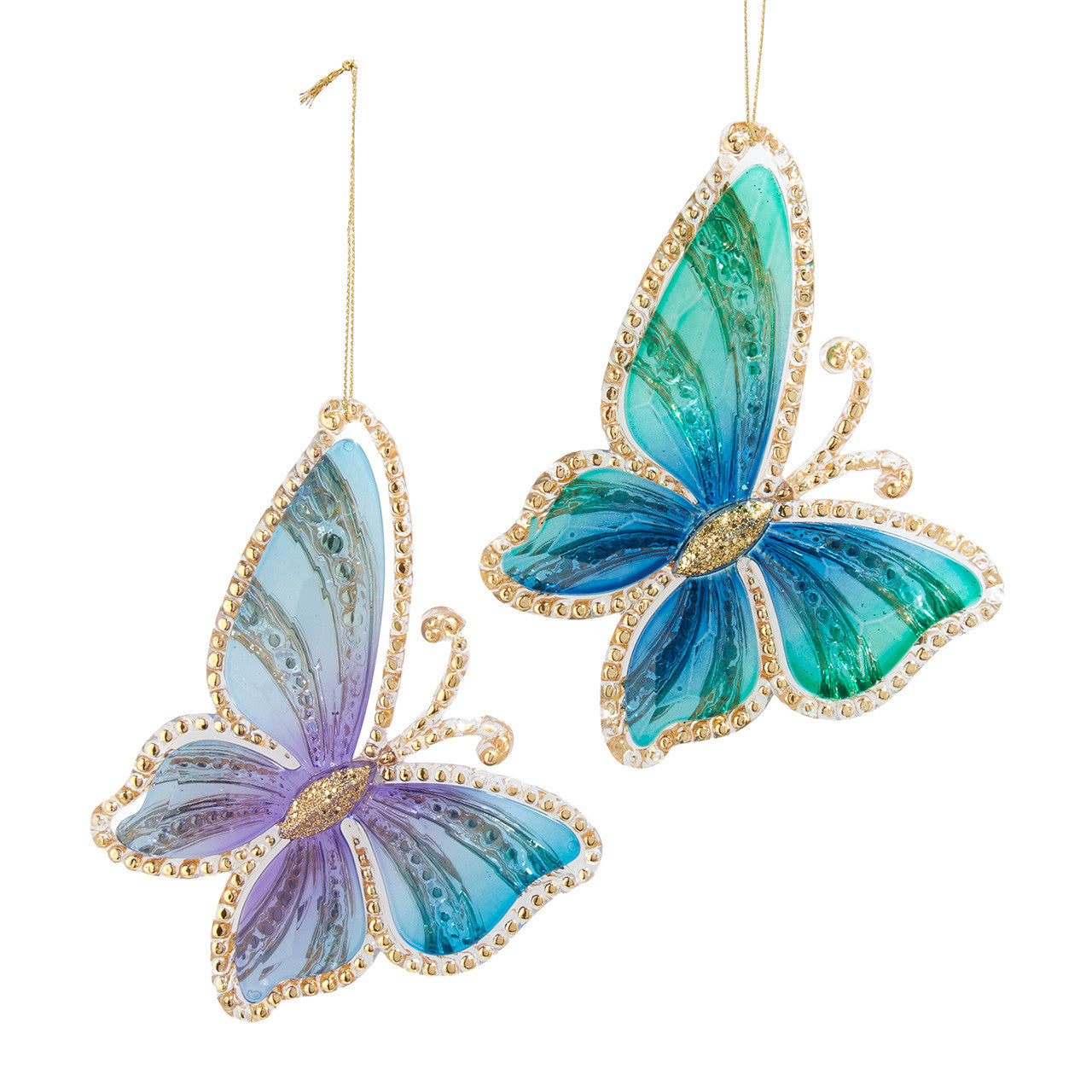 Peacock Colored Butterfly Ornaments