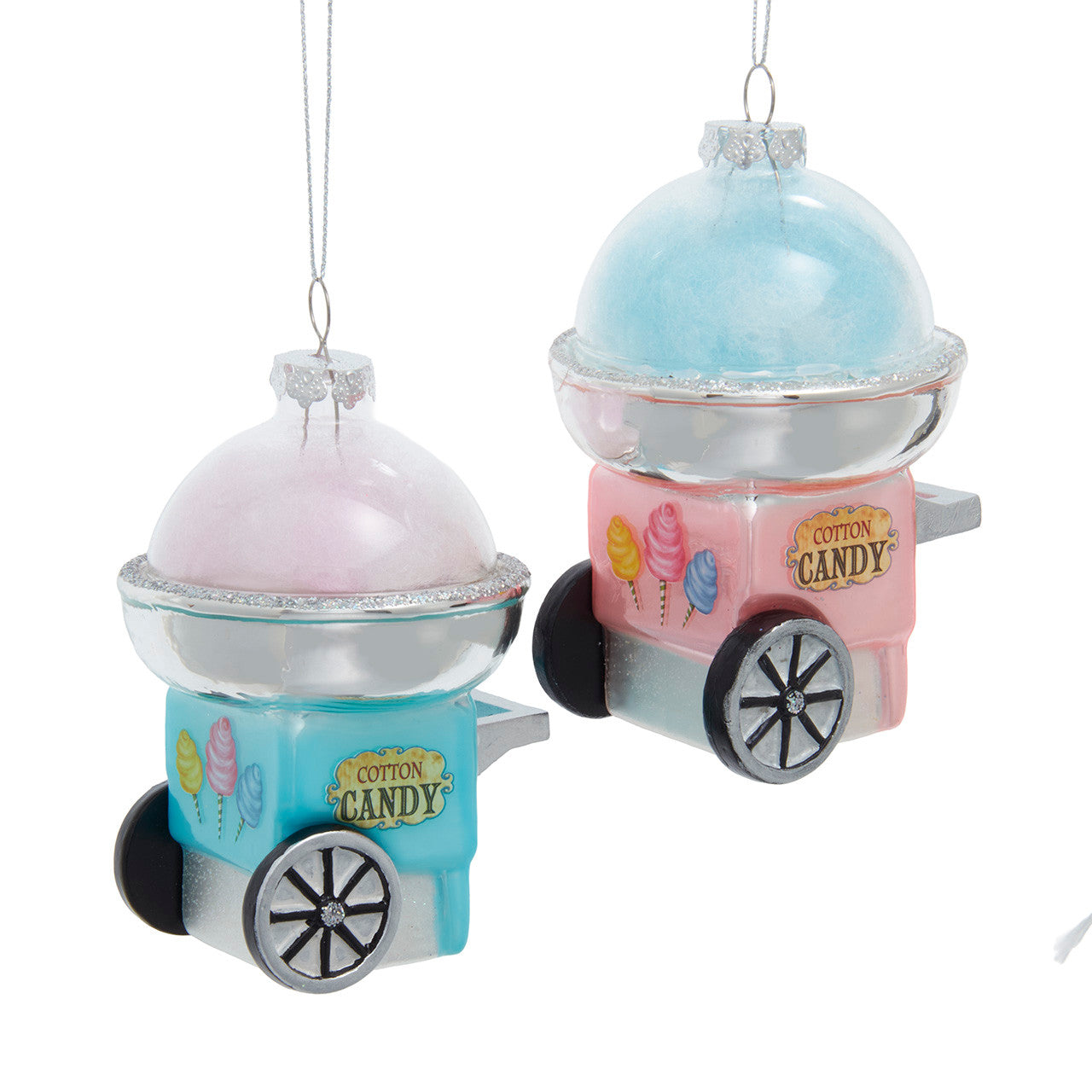 Glass Pink & Blue Cotton Candy Ornaments