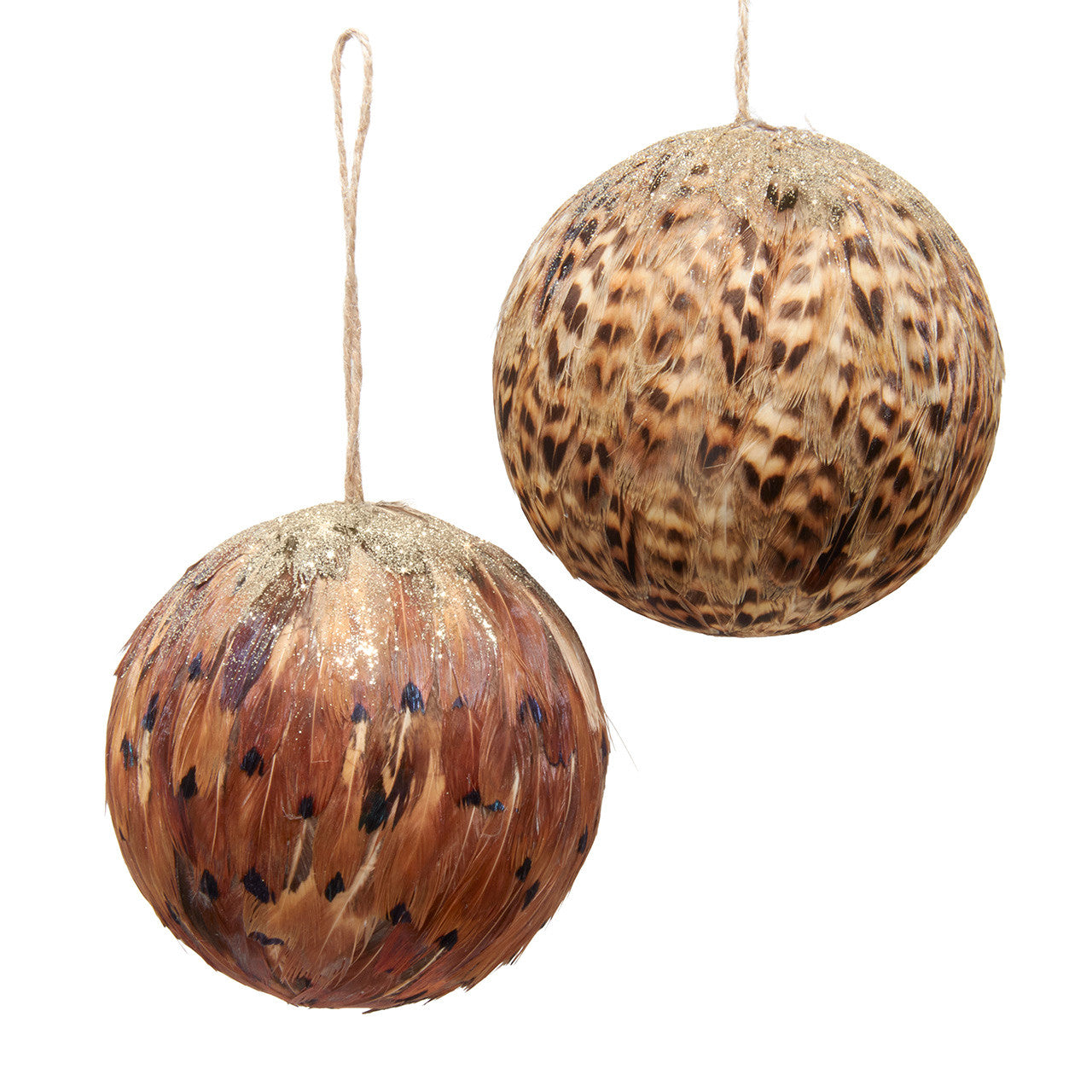 100MM Brown Feather Ball Ornaments