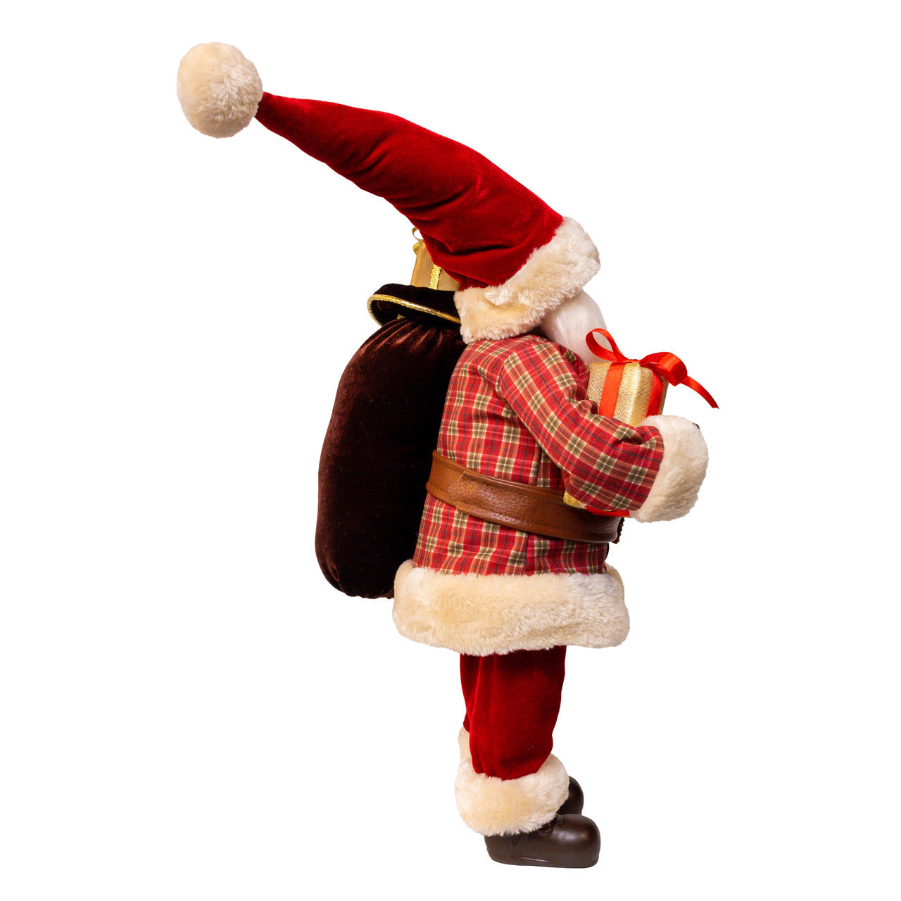 21.5" Santa With Plaid Jacket & Gifts Table Piece