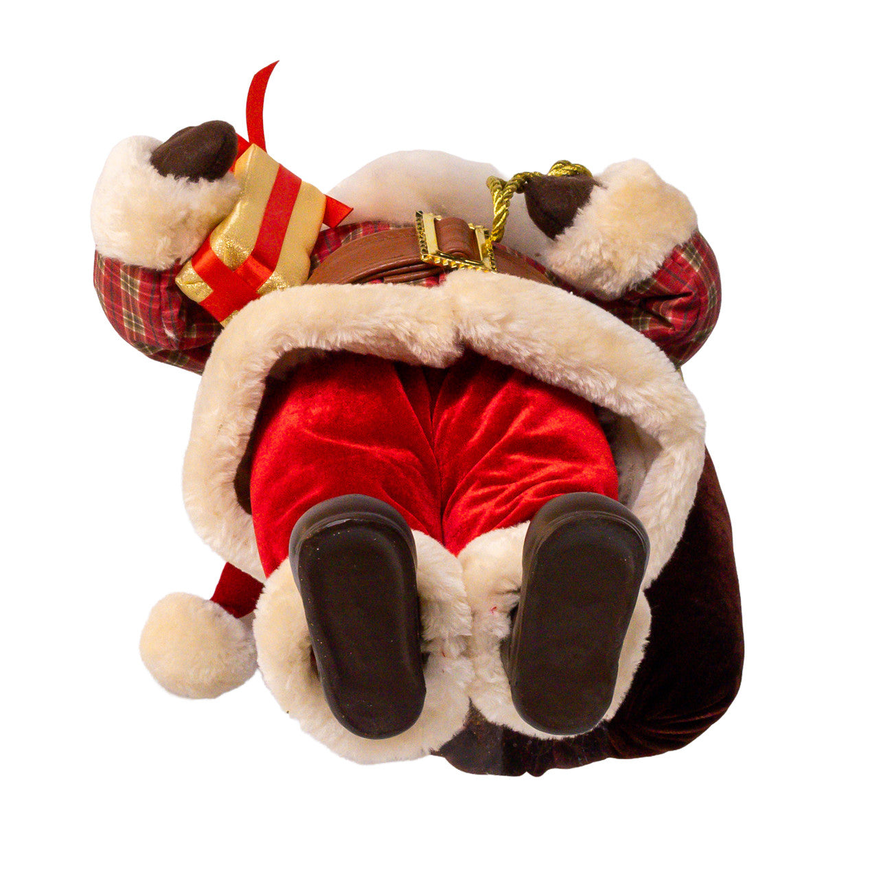 21.5" Santa With Plaid Jacket & Gifts Table Piece
