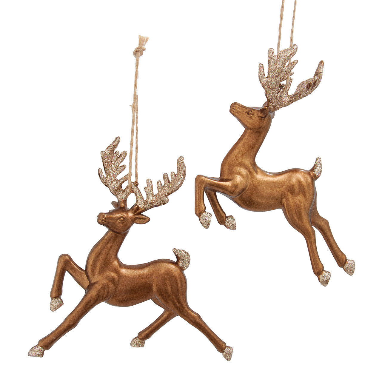 Bronze Deer With Glittered Antlers & Tail Ornaments