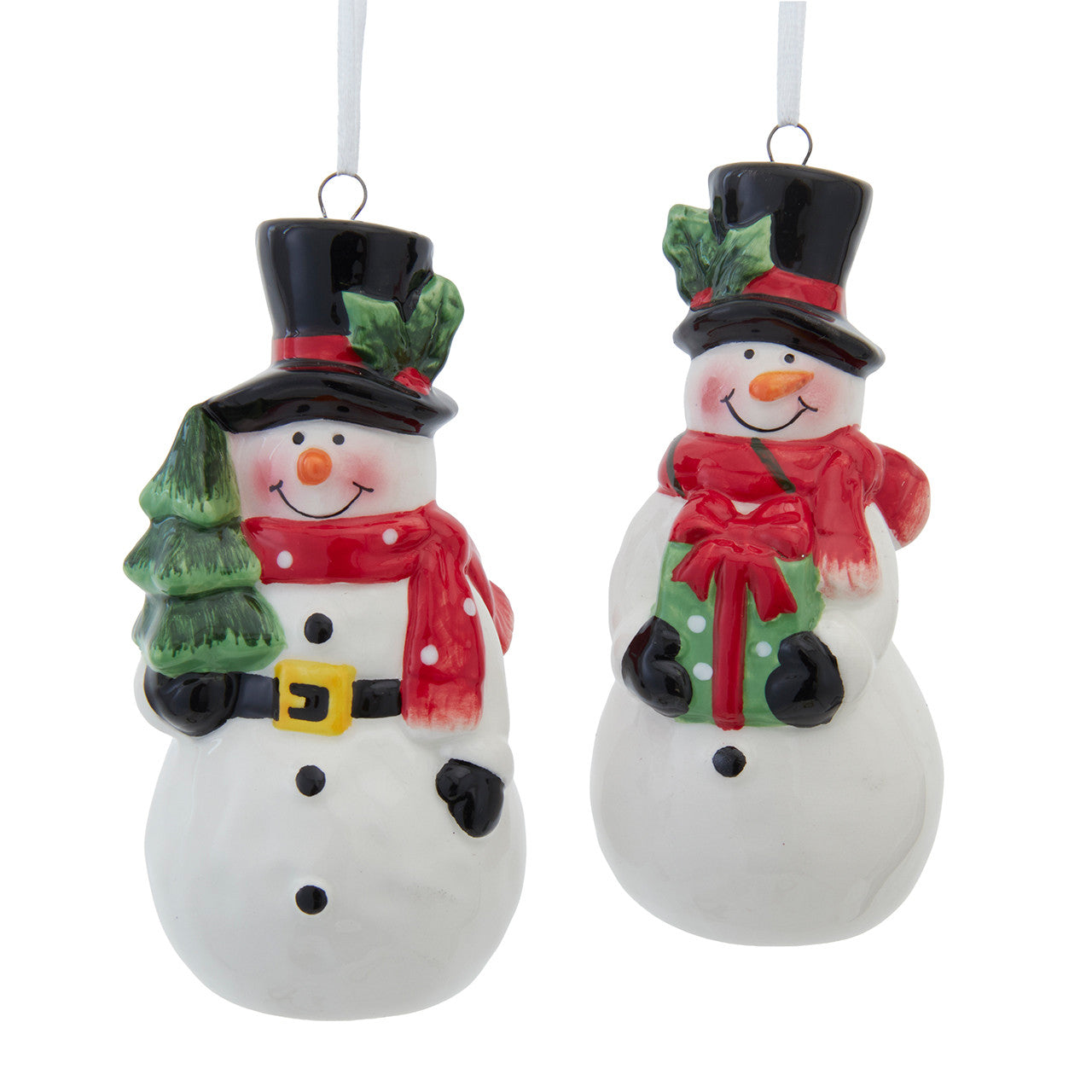 Snowman With Tree & Gift Box Ornaments