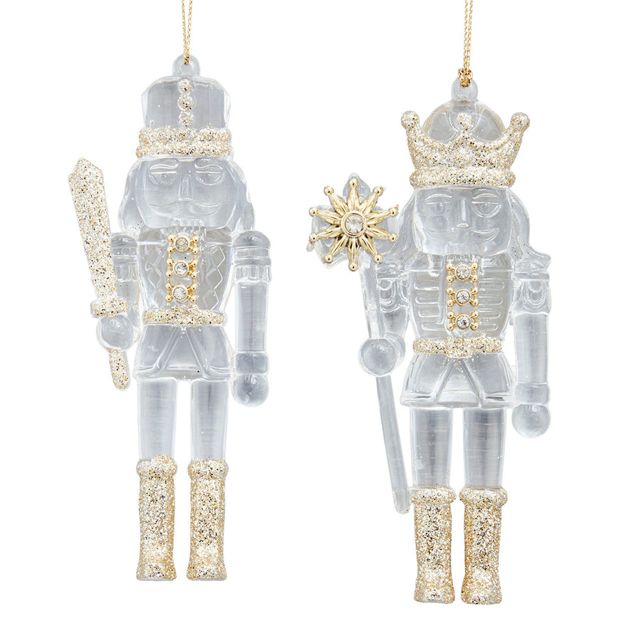 Clear Nutcracker With Gold Glitter Ornaments