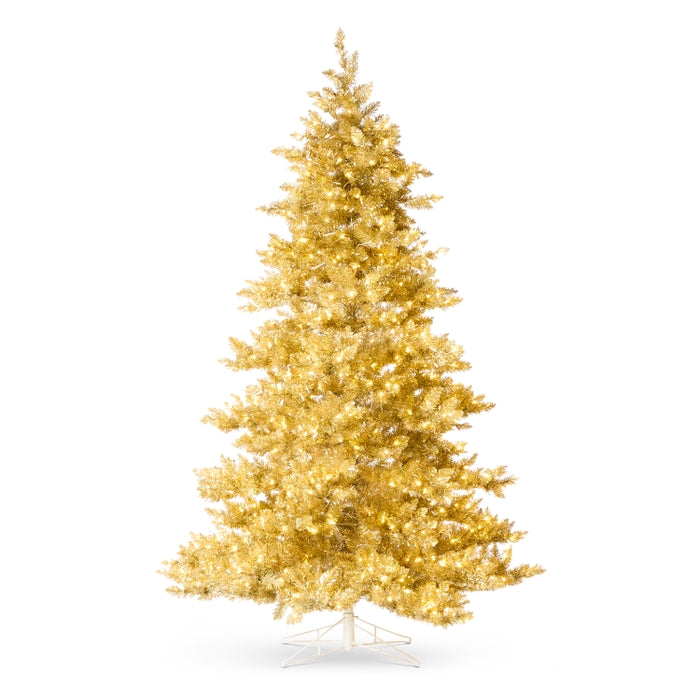 *DC* 7.5' Gold Silver Tinsel Lighted Tree