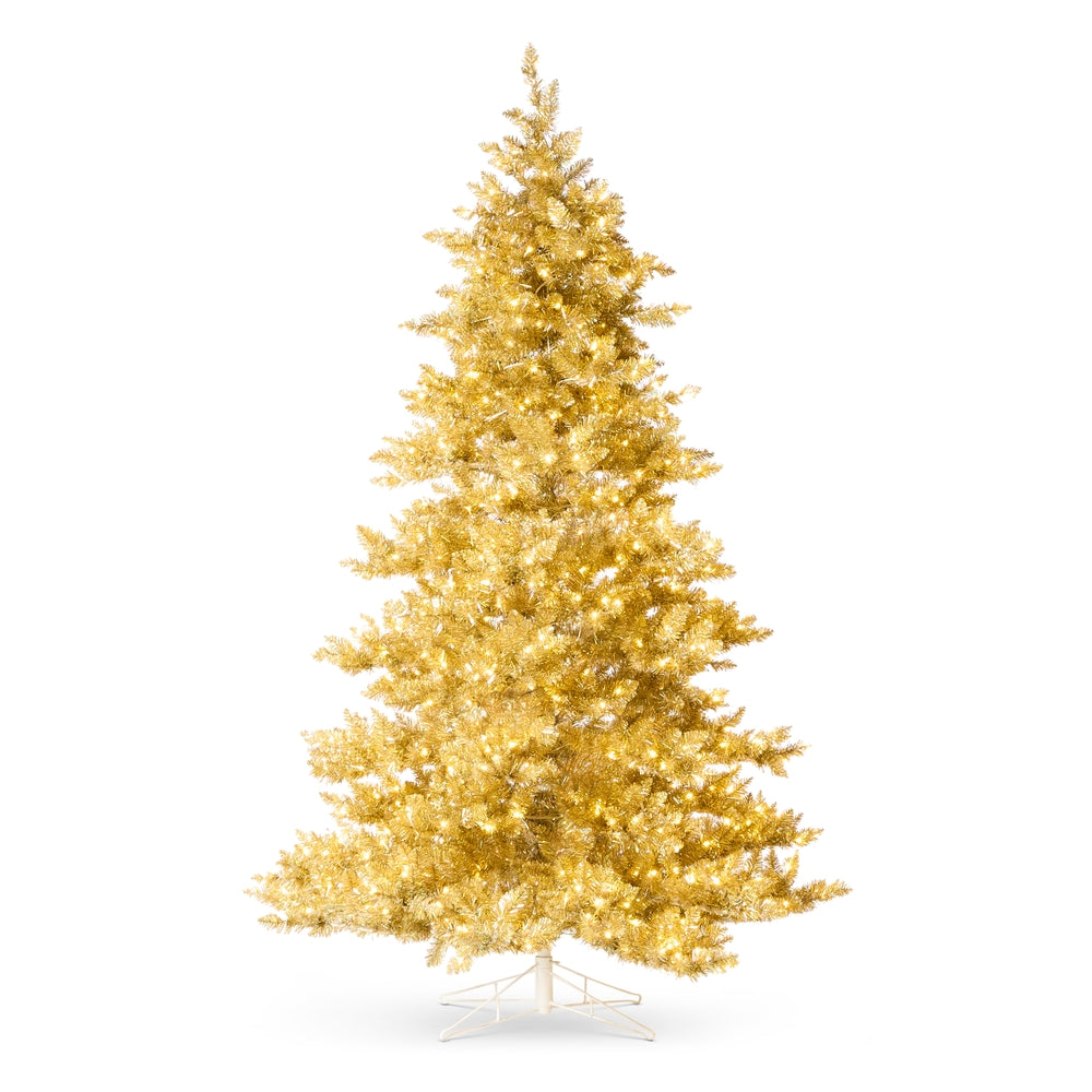 *DC* 7.5' Gold Silver Tinsel Lighted Tree