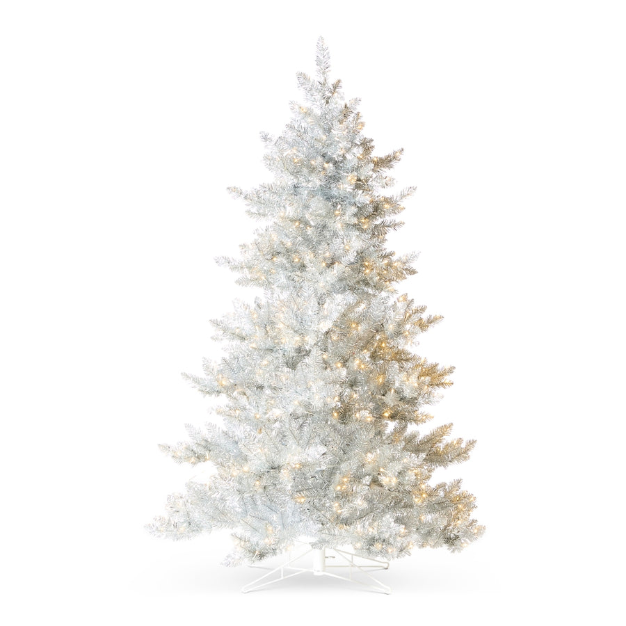 5.5' Silver Tinsel Lighted Tree