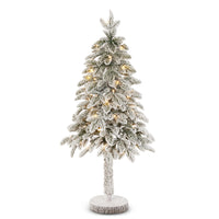 3.5' Pre-Lit Flocked Fir Tree on Stand