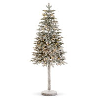 5.5' Pre-Lit Flocked Fir Tree on Stand