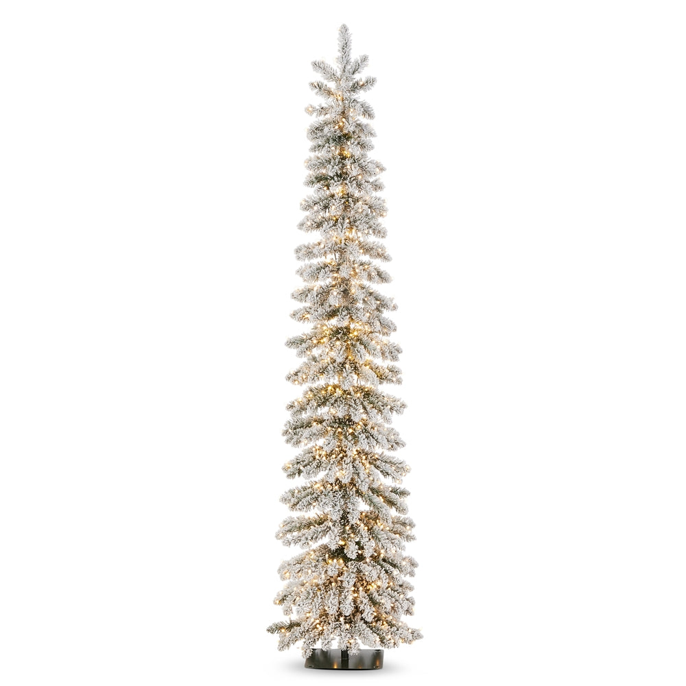 *DC* 6 ' Pre-Lit Flocked Pencil Scotch Pine Tree