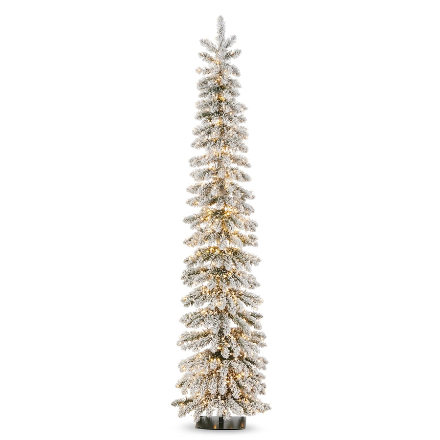 *DC* 6 ' Pre-Lit Flocked Pencil Scotch Pine Tree