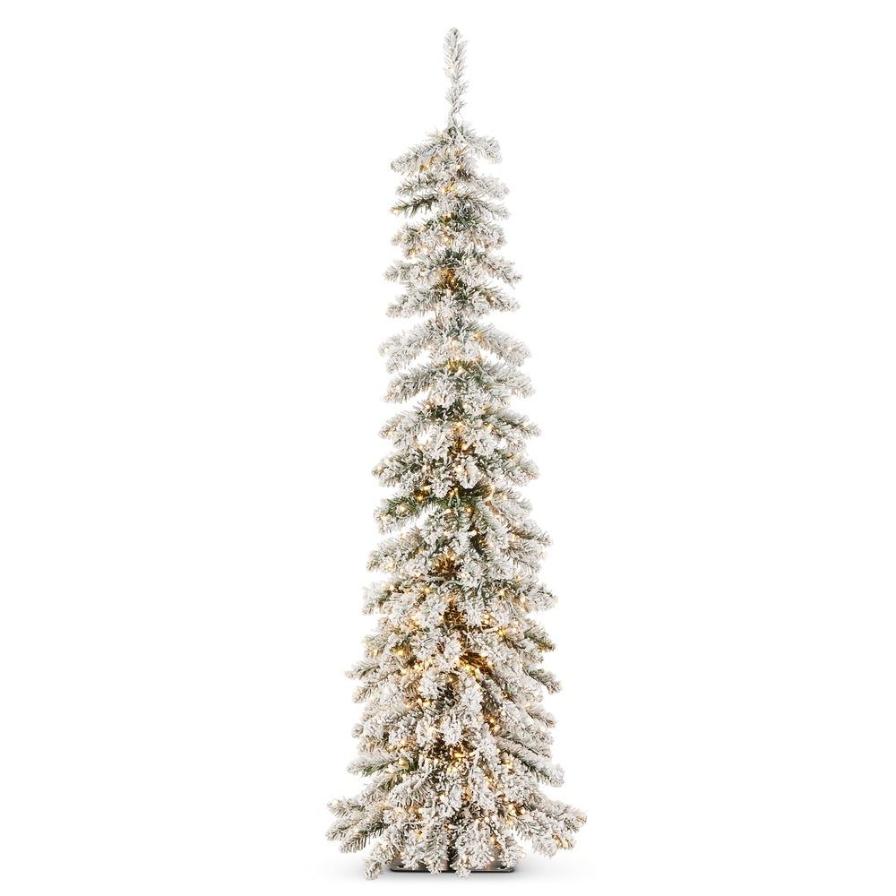 *DC* 4.5 ' Pre-Lit Flocked Pencil Scotch Pine Tree