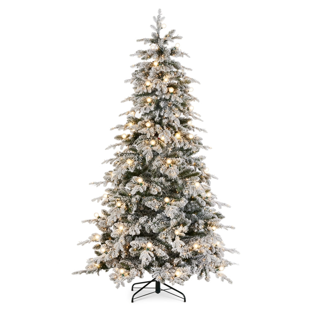 *DC* 7.5' Pre-Lit Flocked Blue Spruce with G40 Bulbs Tree