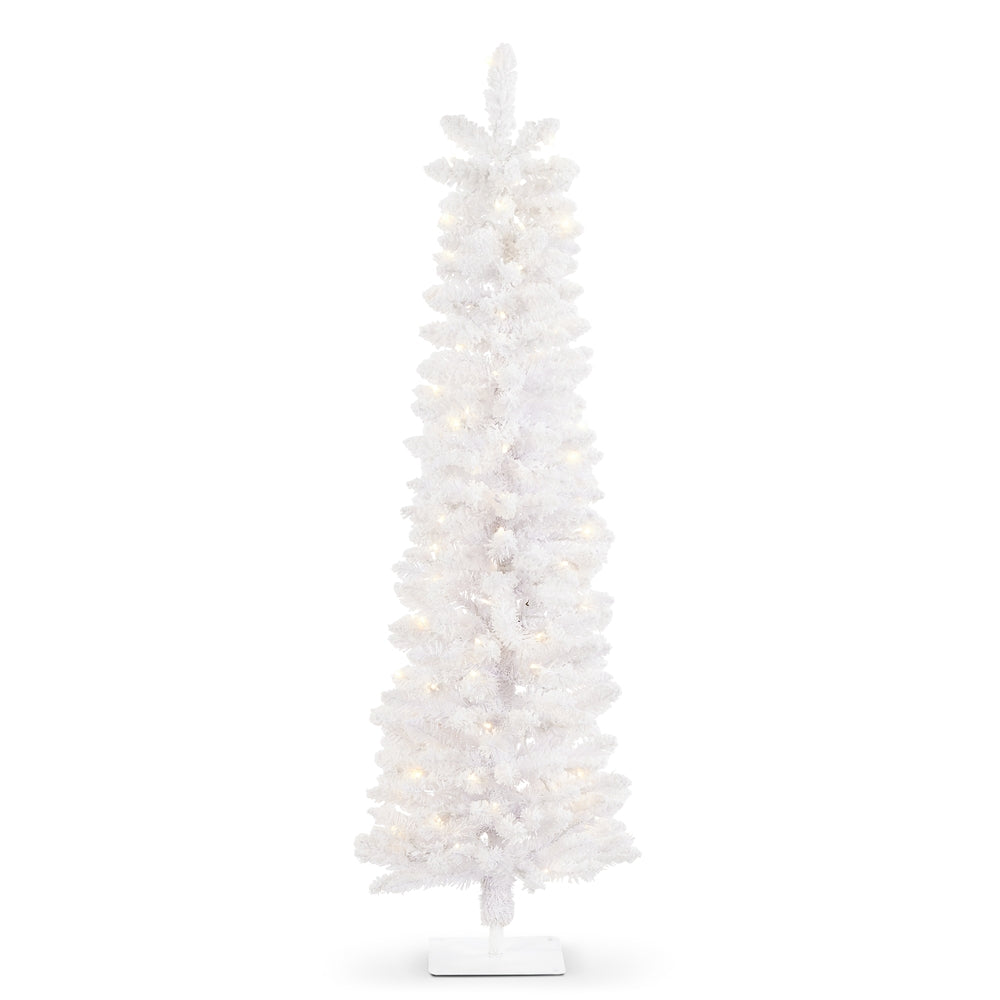 *DC* 4.5' Pre-Lit Flocked Pure White Alpine Tree