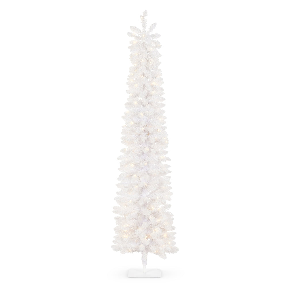 *DC* 5.5' Pre-Lit Flocked Pure White Alpine Tree