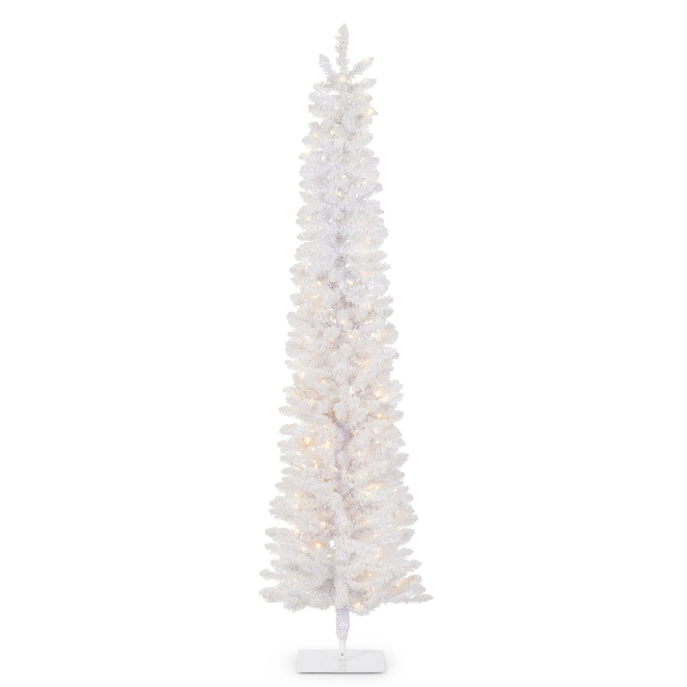 *DC* 7' Pre-Lit Flocked Pure White Alpine Tree