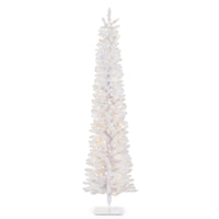 *DC* 7' Pre-Lit Flocked Pure White Alpine Tree