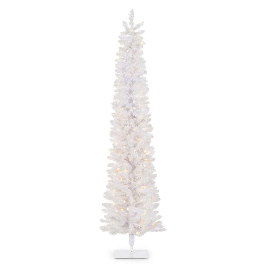 *DC* 7' Pre-Lit Flocked Pure White Alpine Tree