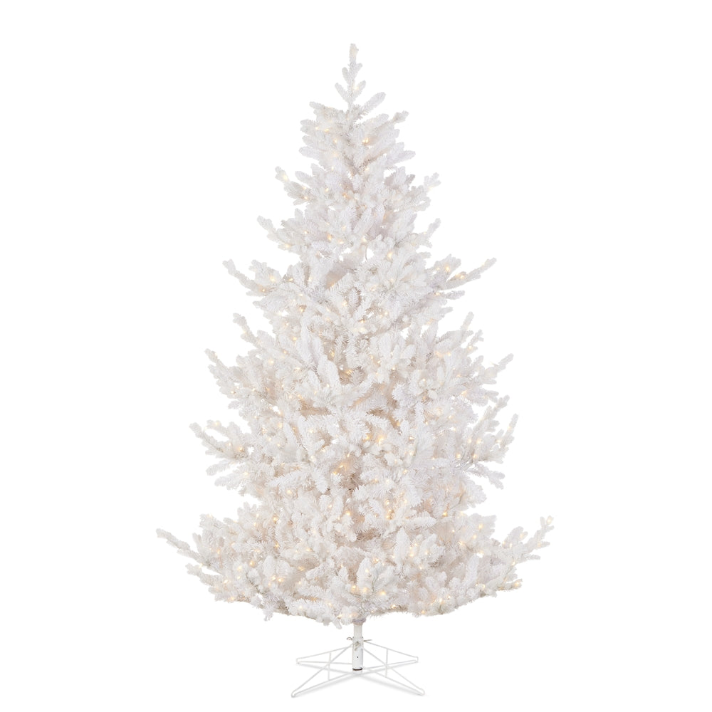 *DC* 7.5' Pre-Lit Flocked Pure White Spruce Tree
