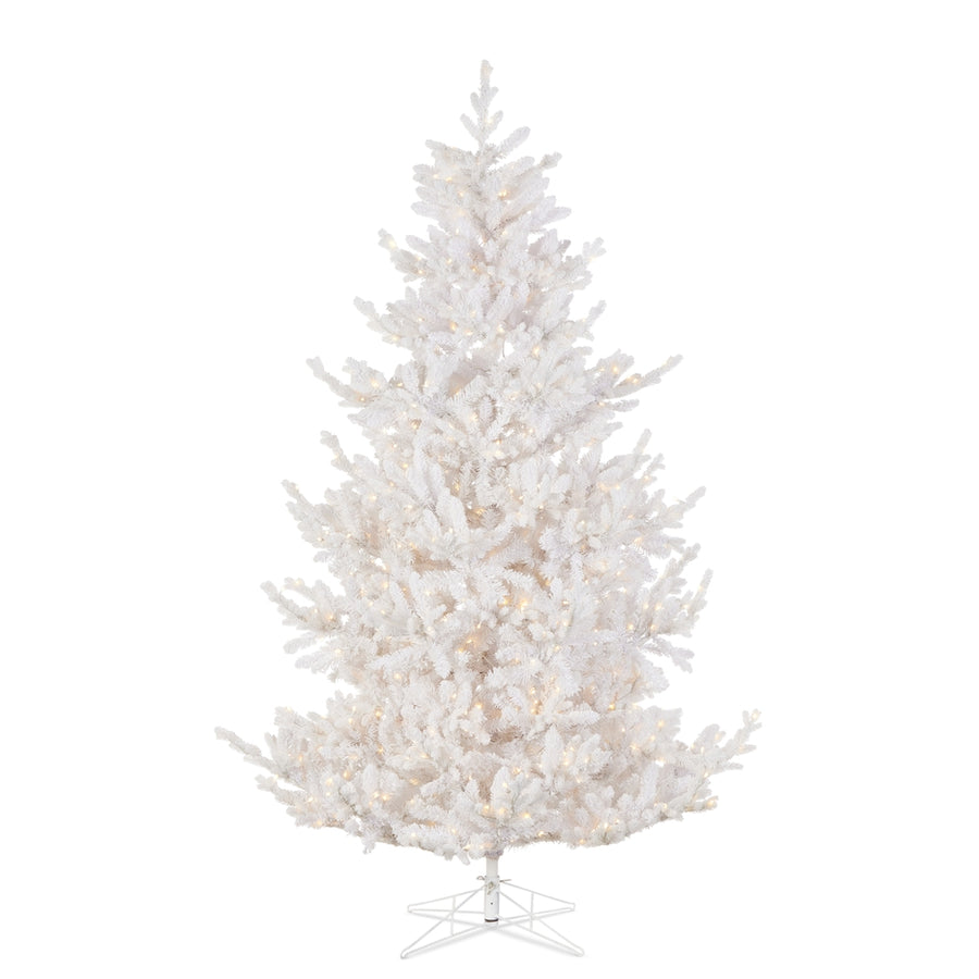 *DC* 7.5' Pre-Lit Flocked Pure White Spruce Tree
