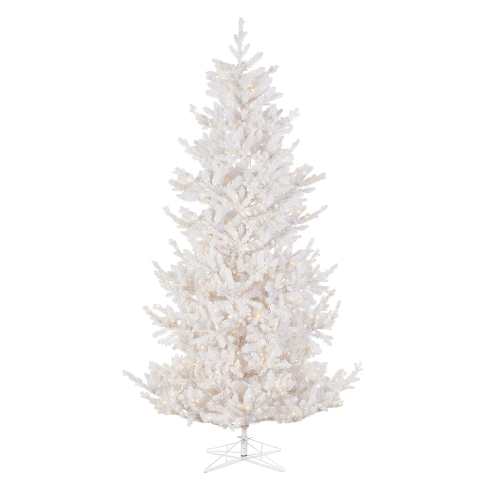 *DC* 9' Pre-Lit Flocked Pure White Spruce Tree
