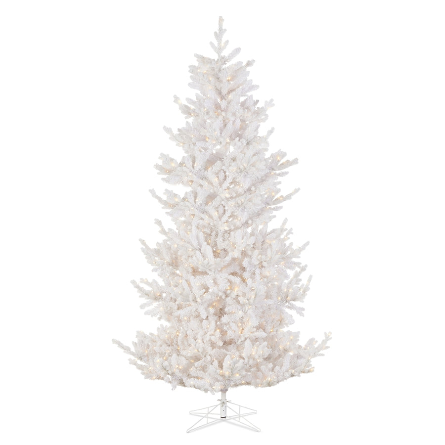 *DC* 9' Pre-Lit Flocked Pure White Spruce Tree
