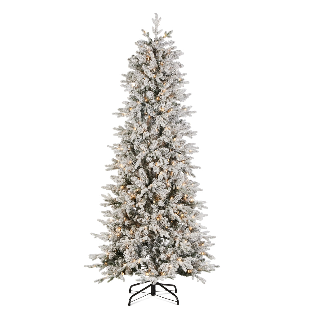 *DC* 7.5' Pre-Lit Slim Flocked Noble Fir Tree