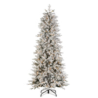 *DC* 7.5' Pre-Lit Slim Flocked Noble Fir Tree