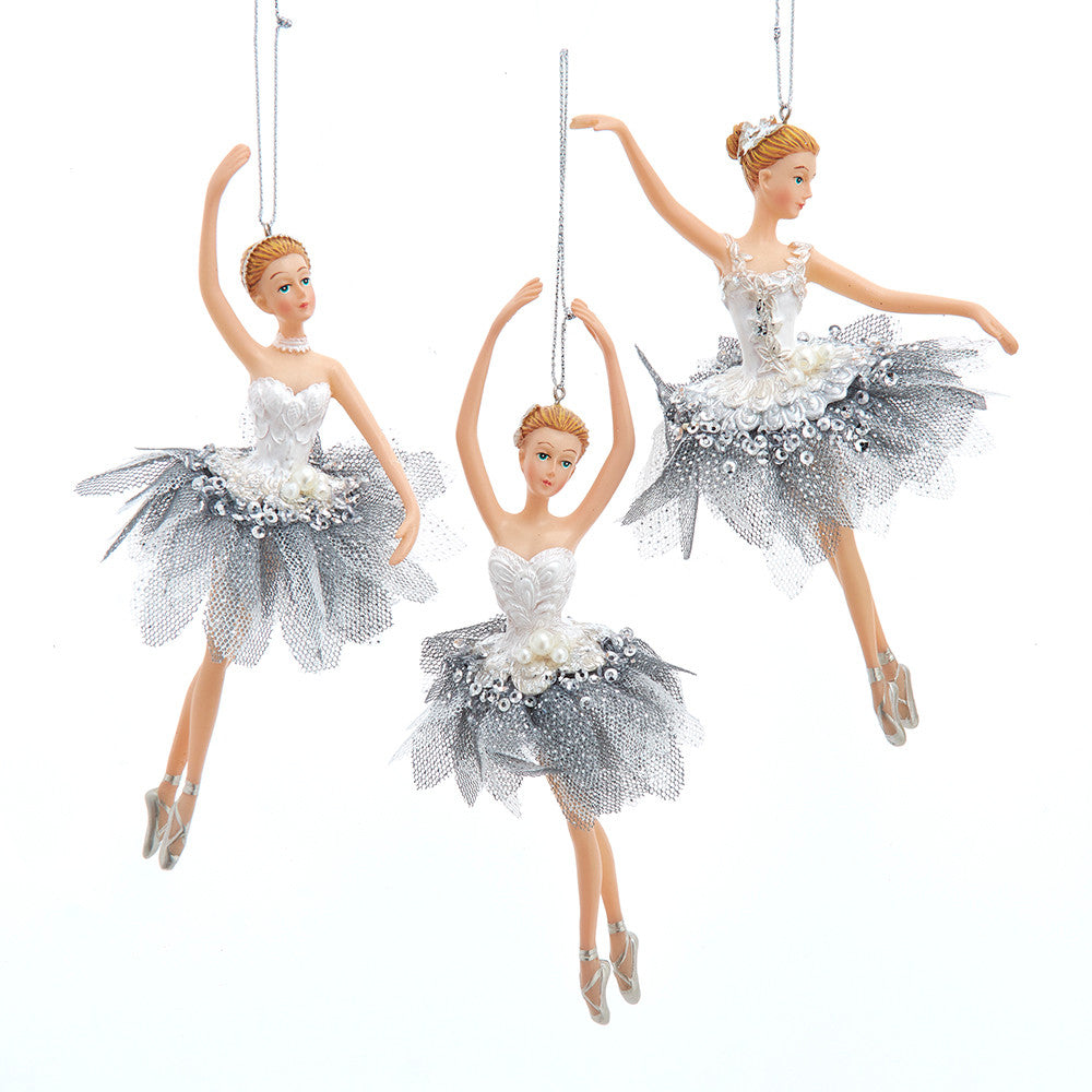 Silver and White Ballerina Ornaments