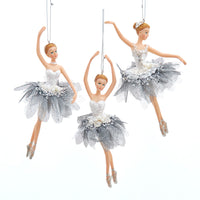 Silver and White Ballerina Ornaments