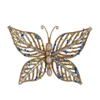 Blue, Green, Gold Glitter Butterfly Clip-On Ornaments