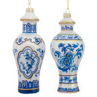 Glass Blue & White Vase Ornaments