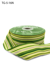 1.5 Inch Grosgrain Multi-Color Striped Ribbon with Woven Edge – TG-5-16N GREEN /OL/PARROT GREEN