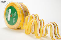 1.5 inch Sheer Fiesta Stitch Wired Ribbon – TK27 – YELLOW