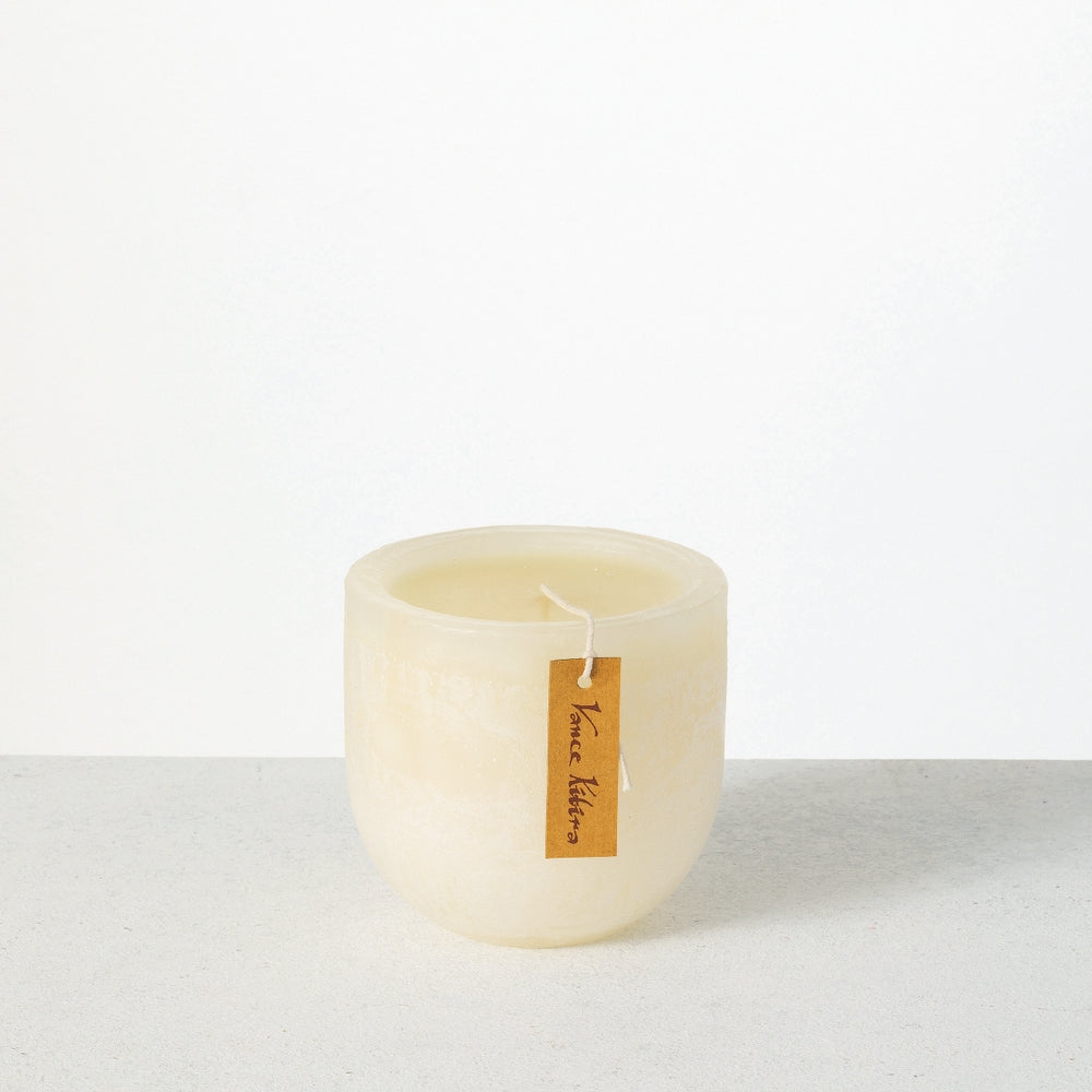 4" x 4" Melon White Timber Goblet Candle