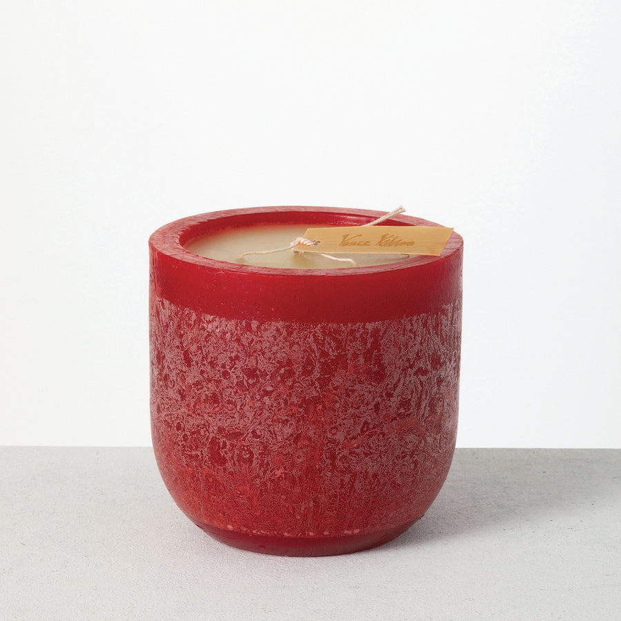 6" x 6" Cranberry Timber Goblet Candle