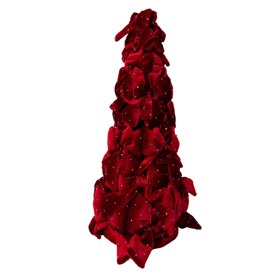 15.75" Burgundy Bow Tree With Diamond Gemstones