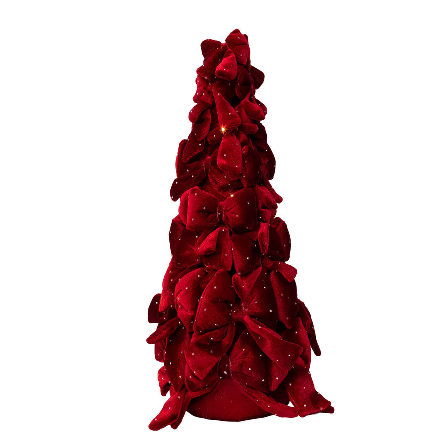 15.75" Burgundy Bow Tree With Diamond Gemstones