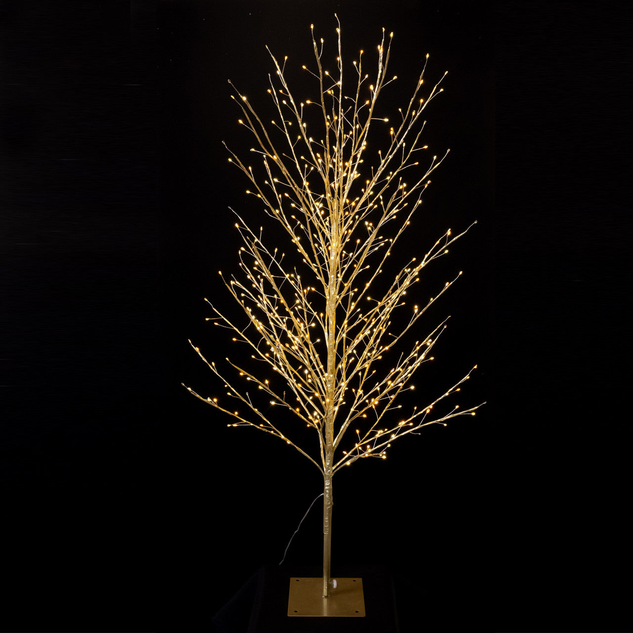 4' Pre-Lit Classic White & Warm White LED Gold Foil Twig Tree