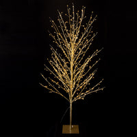 4' Pre-Lit Classic White & Warm White LED Gold Foil Twig Tree