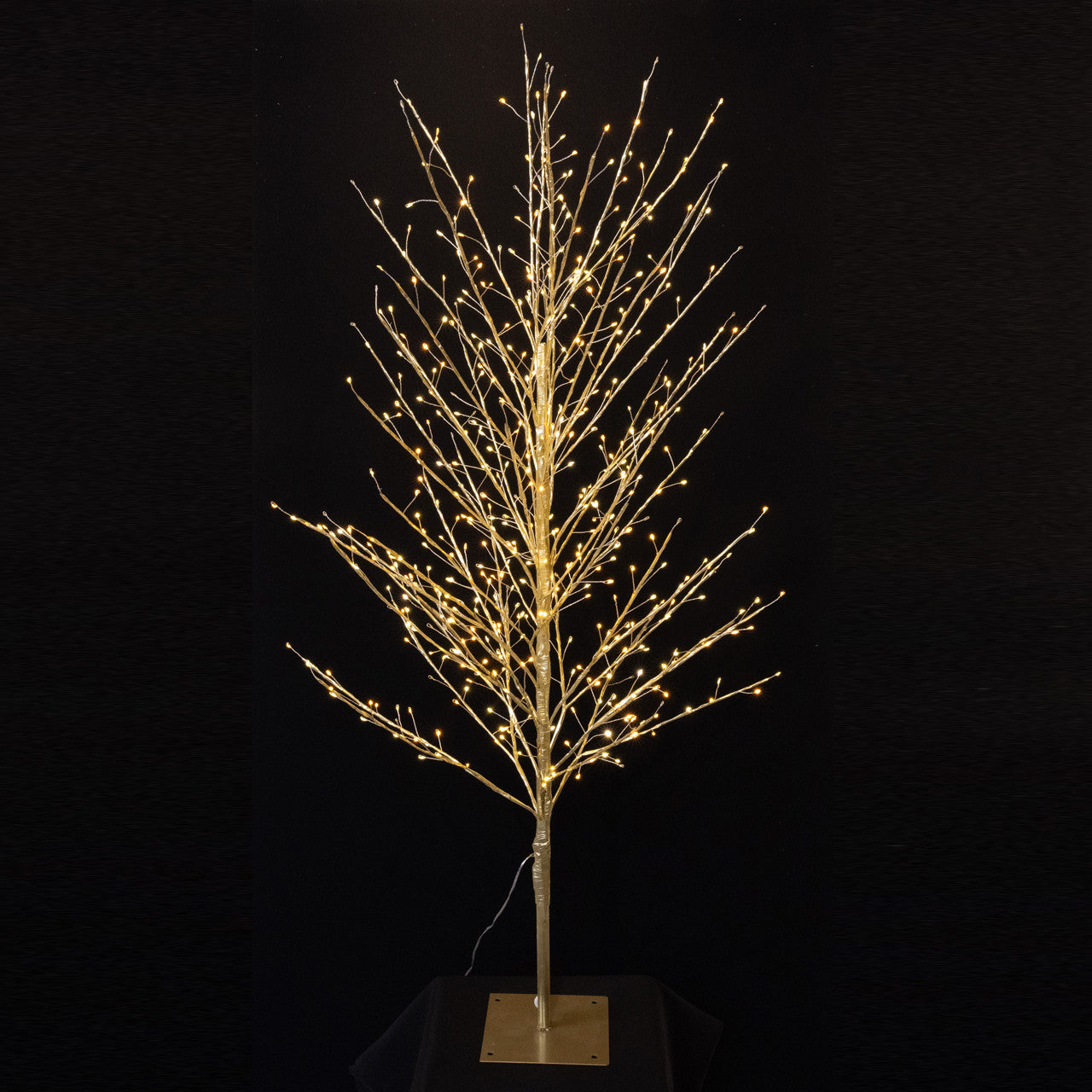 4' Pre-Lit Classic White & Warm White LED Gold Foil Twig Tree