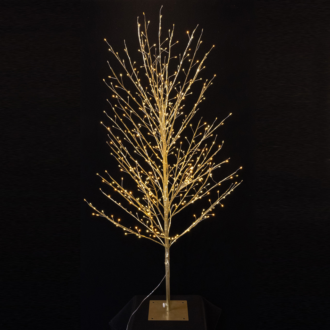 4' Pre-Lit Classic White & Warm White LED Gold Foil Twig Tree