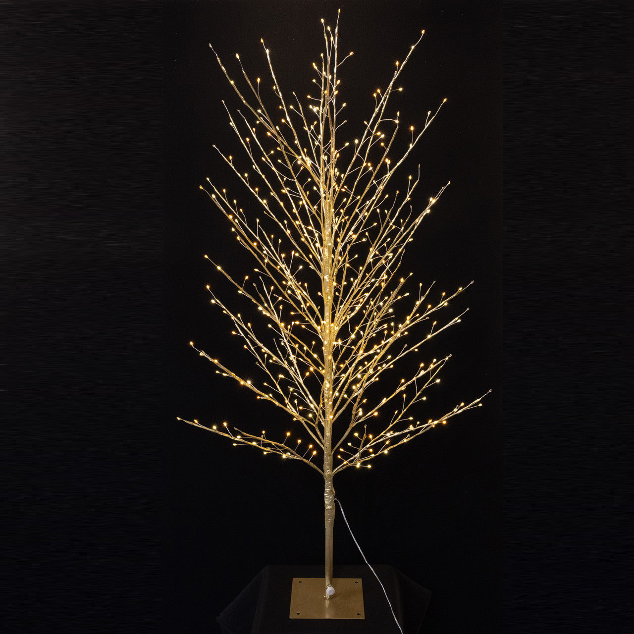 4' Pre-Lit Classic White & Warm White LED Gold Foil Twig Tree