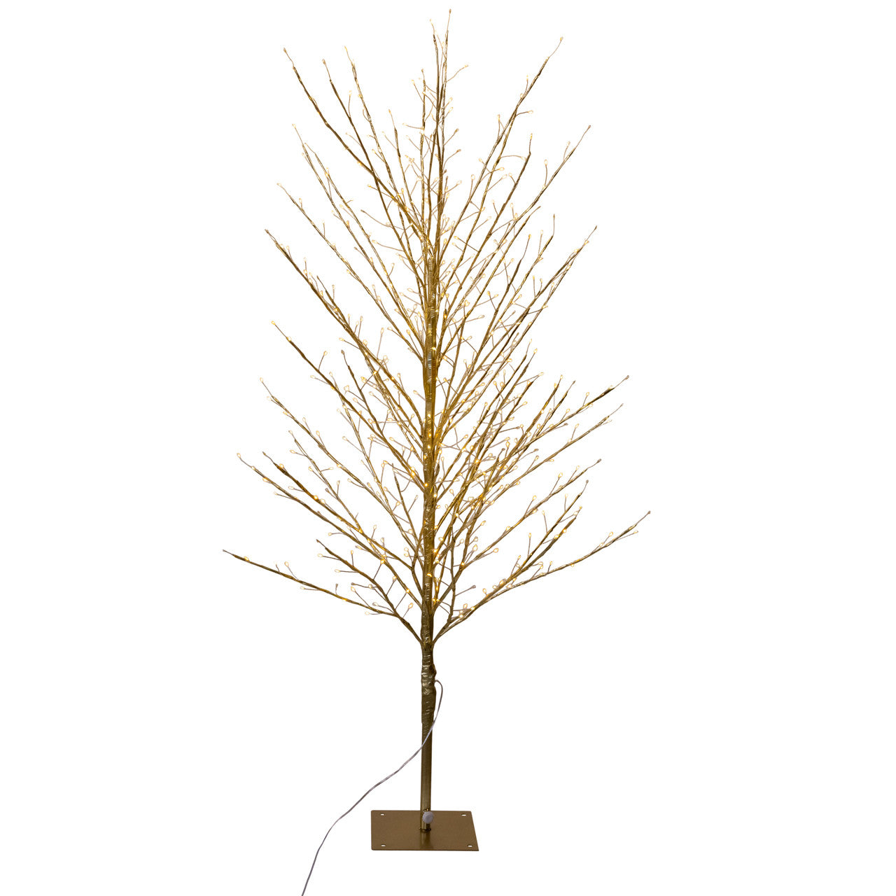 4' Pre-Lit Classic White & Warm White LED Gold Foil Twig Tree