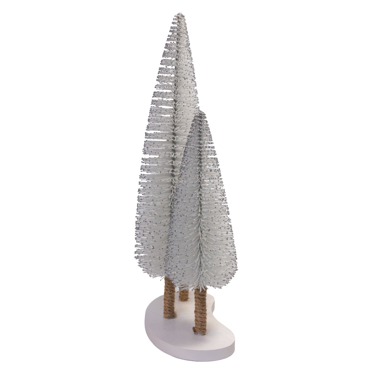 12-16" White Miniature Trees With Silver Glitter Table Piece