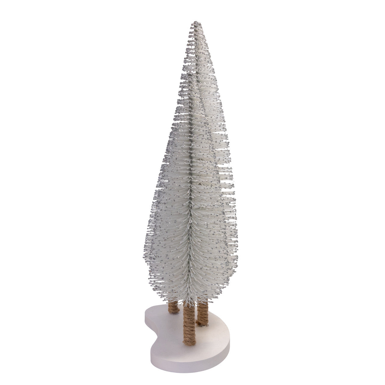 12-16" White Miniature Trees With Silver Glitter Table Piece