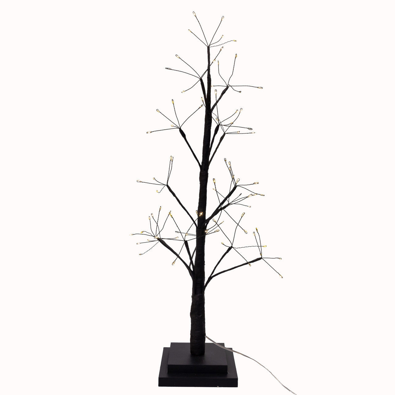 2' Pre-Lit Warm White Fairy LED USB Black Twig Tree