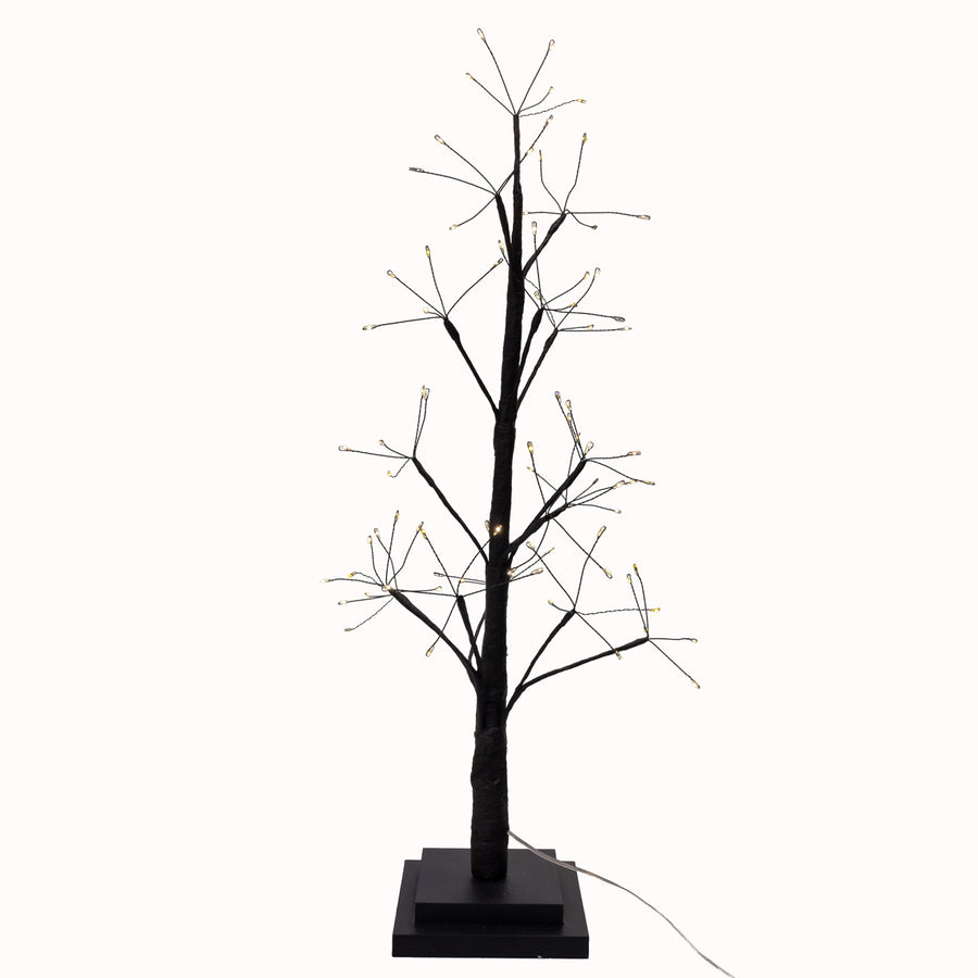 2' Pre-Lit Warm White Fairy LED USB Black Twig Tree