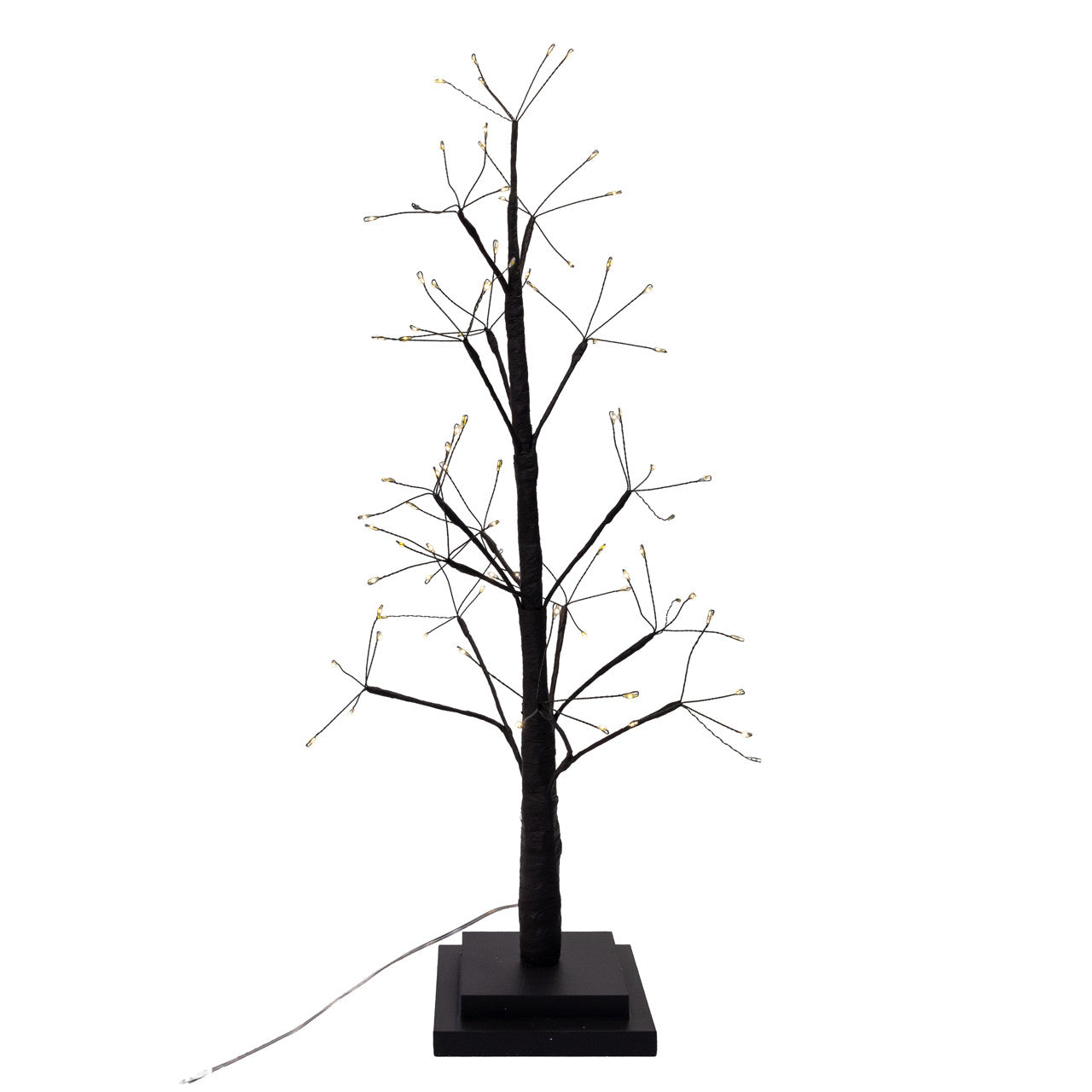 2' Pre-Lit Warm White Fairy LED USB Black Twig Tree