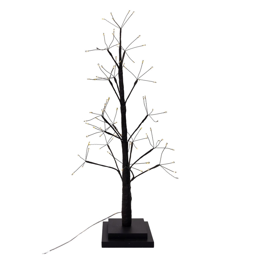 2' Pre-Lit Warm White Fairy LED USB Black Twig Tree